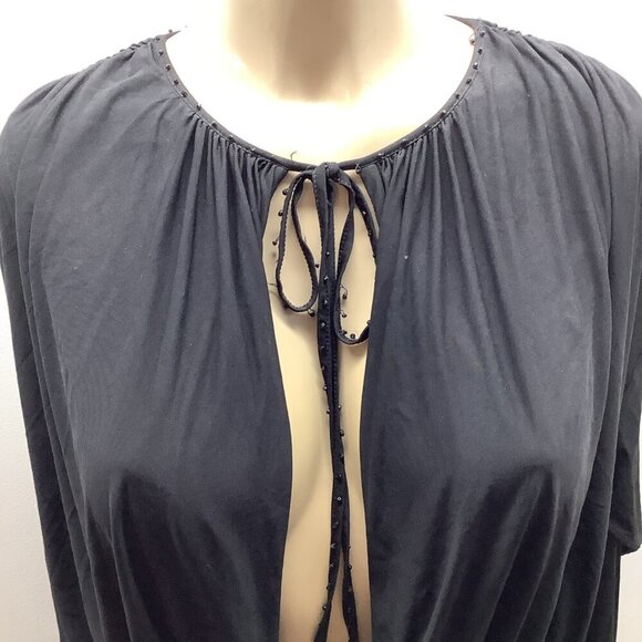 Max Azria Open Front With Neck Tie And Waist Tie Closure Black Top Size XS - Picture 2 of 8